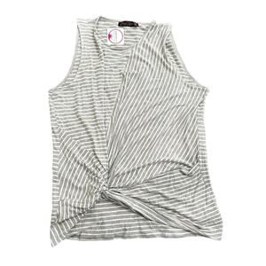 Sheila Rose Stripped Front Knit Tank Top in Gray, Size 2X​​​